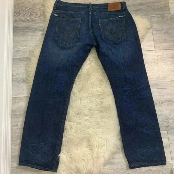 Euc Levi’s slim straight 514 dark wash adjustable waist and zippered jeans 36/30 - Picture 5 of 14
